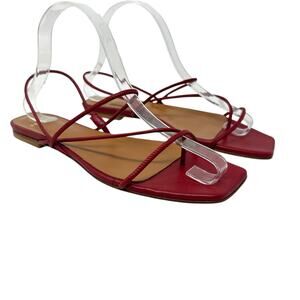 Brother Vellies Trieste Sandals Flat‎ Strappy Leather Red Size US 9